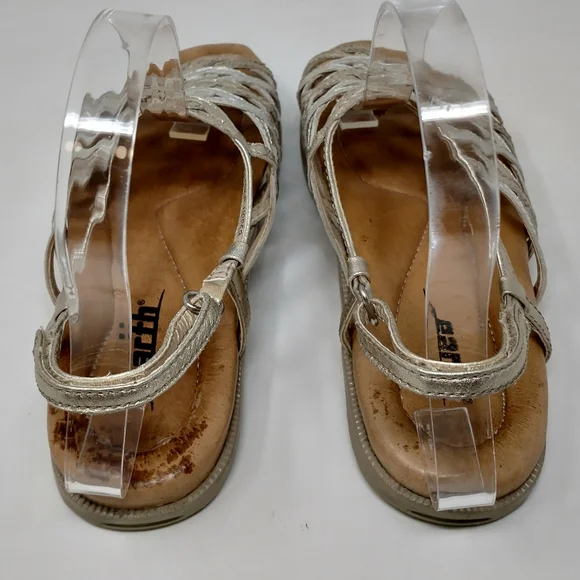 Earth Razzle Gold Strappy Leather Comfort Sandals Women's Size 6 - Picture 7 of 12